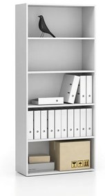 Regał biurowy wysoki SEGMENT, 4 półki, 840 x 350 x 1880, biały