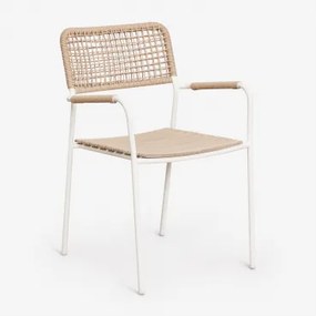 Stosowane Krzesło Ogrodowe Z Podłokietnikami Ze Stali I Drewna Akacjowego Tilda Gardenia Biel - Sklum