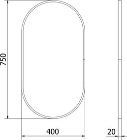 Mexen Loft lustro łazienkowe owalne 75 x 40 cm, rama czarna - 9851-075-040-000-70