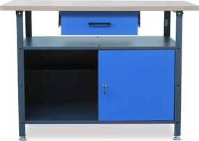Stół warsztatowy z szafką i szufladą Eric antracytowo-niebieski
