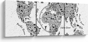 Obraz - Mapa piktogramów (z zegarem) (90x30 cm)