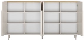 Komoda czterodrzwiowa Amilio 200 cm na nóżkach - kaszmir / dąb olejowany / uchwyty kaszmir