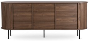 Komoda do Salonu Rozsuwana TRISH 180 cm Orzech Dwudrzwiowa Ryflowana Nowoczesna