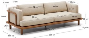 Beżowa sofa ogrodowa z litego drewna tekowego Turqueta – Kave Home