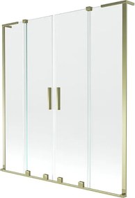 Mexen Velar L Duo parawan nawannowy 2-skrzydłowy rozsuwany 160 x 150 cm, transparent, złoty - 896-160-003-02-50