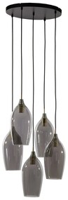 Ciemnoszaro-brązowa lampa wisząca ze szklanym kloszem ø 45 cm Lukaro – Light & Living
