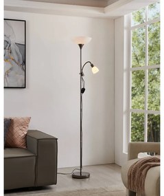 Czarna lampa stojąca ze szklanym kloszem (wysokość 176,5 cm) UP 2 – EGLO