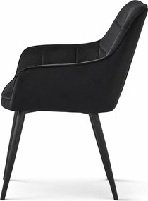 Krzesło jadalniane VARSI VELVET z czarnymi nogami, czarne