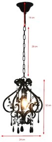 Czarna lampa sufitowa z koralikami - EX168 Pergio 21X