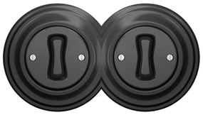 Kliklap - Podwójny retro wyłącznik jednobiegunowy z ramką nr 1 antracyt