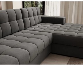 Szarobrązowy aksamitny rozkładany narożnik (prawostronny/z szezlongiem) Blezalt – ELTAP