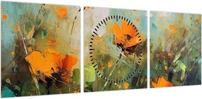 Obraz - Kwiaty (z zegarem) (90x30 cm)