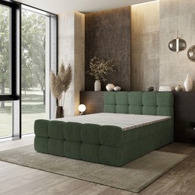 Masseno Łóżko kontynentalne BRUME z pojemnikiem na pościel 180x200 cm - Zielony, QUELLE 37
