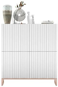 Biała komoda z lamelowym frontem B9-L68