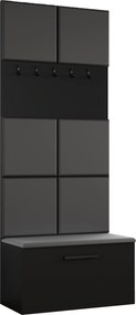 Masseno Garderoba MODULO 80,6/204/40 cm do Przedpokoju Nowoczesna Czarna