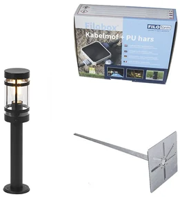 Zewnetrzna Nowoczesna lampa zewnętrzna czarna 50 cm IP44 - GleamPrzemysłowy Oswietlenie zewnetrzne