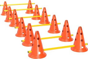 PawHut Zestaw Agility dla Psów 6-częściowy, Zestaw do Treningu z 12 Stożkami 6 Przeszkodami Torba