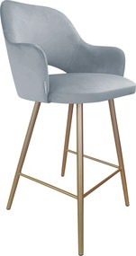 Hoker Milano krzesło barowe tkanina Welur podstawa metalowa : Kolor nogi - Złota stożek, Kolor tkaniny - VELVET - BL06, Typ siedziska - Siedzisko stałe