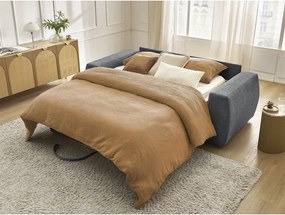 Ciemnoszara rozkładana sofa do spania z tkaniny szenilowej 220 cm Hugo – Bobochic Paris