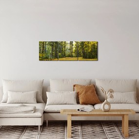 Obraz - las jesienią (z zegarem) (90x30 cm)