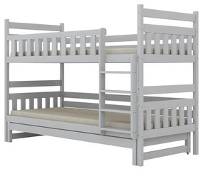 Łóżko piętrowe BARTEK 200x80 białe drewniane trzyosobowe KOCOT KIDS