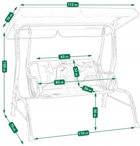 Huśtawka dziecięca ogrodowa z daszkiem B8-C59