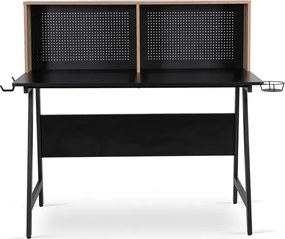 Biurko Gamingowe z Uchwytami Dla Gracza ICE 138,5 cm Czarne/Dąb Sonoma Nowoczesne Loft