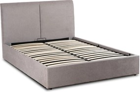 Łóżko Tapicerowane 140x200 cm MARSYLIA ze Stelażem i Pojemnikiem Dwuosobowe Szare