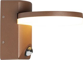Lampa ścienna zewnętrzna brązowa rdza w tym LED IP54 czujnik ruchu - Esmee