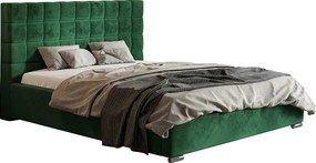 Emporius Aron nowoczesne łóżko 160x200 - tkanina welurowa, aksamitna - łóżko z pojemnikiem 160x200 do sypialni - zielony (Amor Velvet 4311)