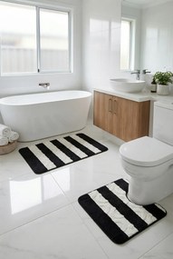 Komplet nowoczesnych czarno - białych dywaników łazienkowych C9-M29