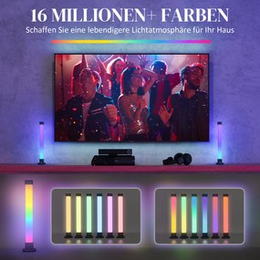 HOMCOM Zestaw 2 lamp LED, lampka stołowa z kontrolą przez aplikację i pilota, synchronizacja z muzyką, tryby kolorów, timer, biały