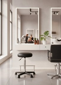 Czarny tapicerowany taboret obrotowy na kółkach K3-R56