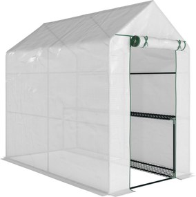 Outsunny Szklarnia Foliowa Wchodzona 4 Półki Stal PE Zielona 120x186x190cm | Aosom PL