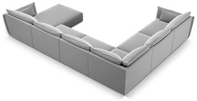 Jasnoszary aksamitny narożnik (lewostronny/w kształcie litery U) Vanda – Mazzini Sofas