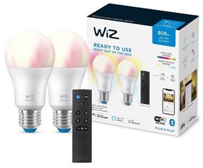 ZESTAW 2x Żarówka ściemniana LED RGBW A60 E27/8,5W/230V 2200-6500K Wi-Fi+pilot - WiZ