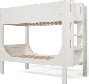 Łóżko piętrowe 90x200 cm ze schodkami i stelażem, białe - bez materaca