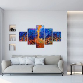 Obraz - Jesienne korony drzew, nowoczesny impresjonizm (125x70 cm)