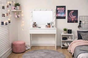 Toaletka z lustrem, oświetleniem i szufladą Claris DT09, biała