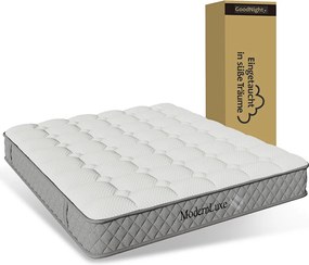 Materac z zimnej pianki - 180 x 200 cm - wys. 20 cm - z rdzeniem sprężynowym - Pianka + Sprężyna - biały