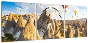 Obraz - Balony na ogrzane powietrze (z zegarem) (90x30 cm)