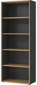 Antracytowo-naturalny regał w dekorze dębu 75x196x40 cm Podium – Germania
