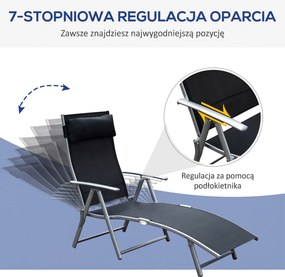 Outsunny Leżak, leżak ogrodowy, składany, regulowany, leżak, meble ogrodowe