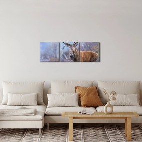 Obraz - Jeleń w krajobrazie (z zegarem) (90x30 cm)
