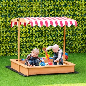 Outsunny Piaskownica drewniana z regulowanym dachem dla dzieci 3-7 lat 107 5x107 5x110 cm żółta | Aosom PL