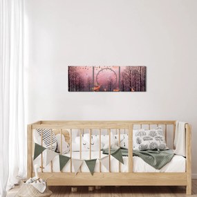 Obraz - Jeleń w blasku zachodzącego słońca (z zegarem) (90x30 cm)