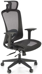 Czarny ergonomiczny obrotowy wentylowany fotel biurowy - Mizo