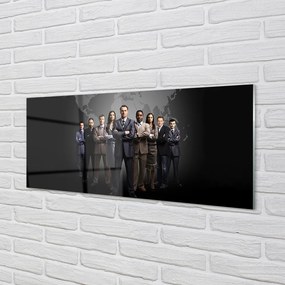 Szkło do Kuchni na Ścianę Mapa Świata z Sylwetkami Ludzi