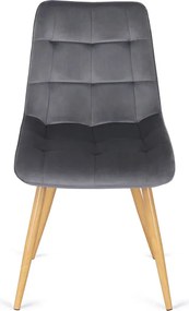 Krzesło Tapicerowane do Salonu RODRI Szare Welurowe Nowoczesne Loft