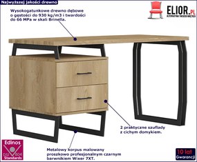 Drewniane duże biurko loft z szufladami do biura - Bahama 12X